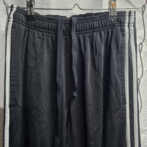 Adidas Black Track Pants with White Stripes